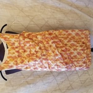 Ann Taylor Dress Size 0 Silk Tiered Ruffle Petite Summer Sleeveless